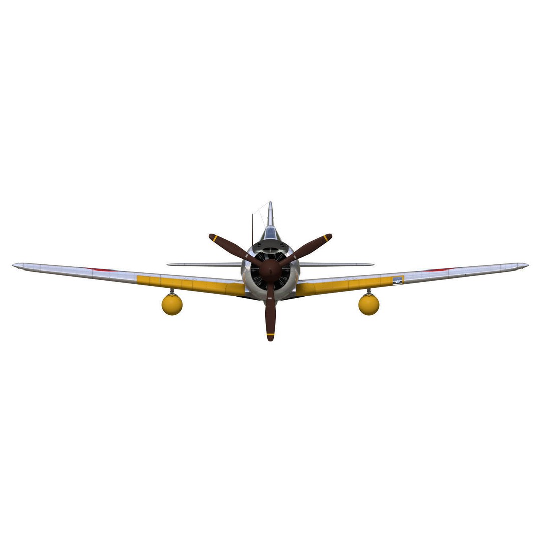Ki-43 Hayabusa 3D Model – Military Fighter Aircraft, FBX - View 12