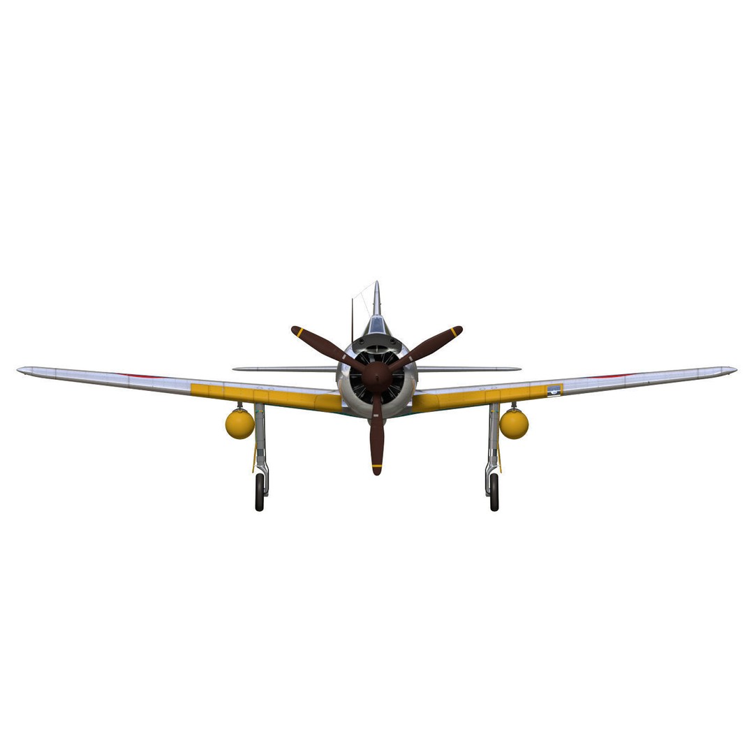 Ki-43 Hayabusa 3D Model – Military Fighter Aircraft, FBX - View 13