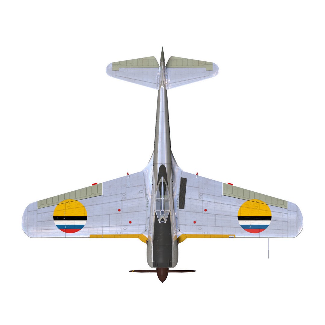 Ki-43 Hayabusa 3D Model – Military Fighter Aircraft, FBX - View 14