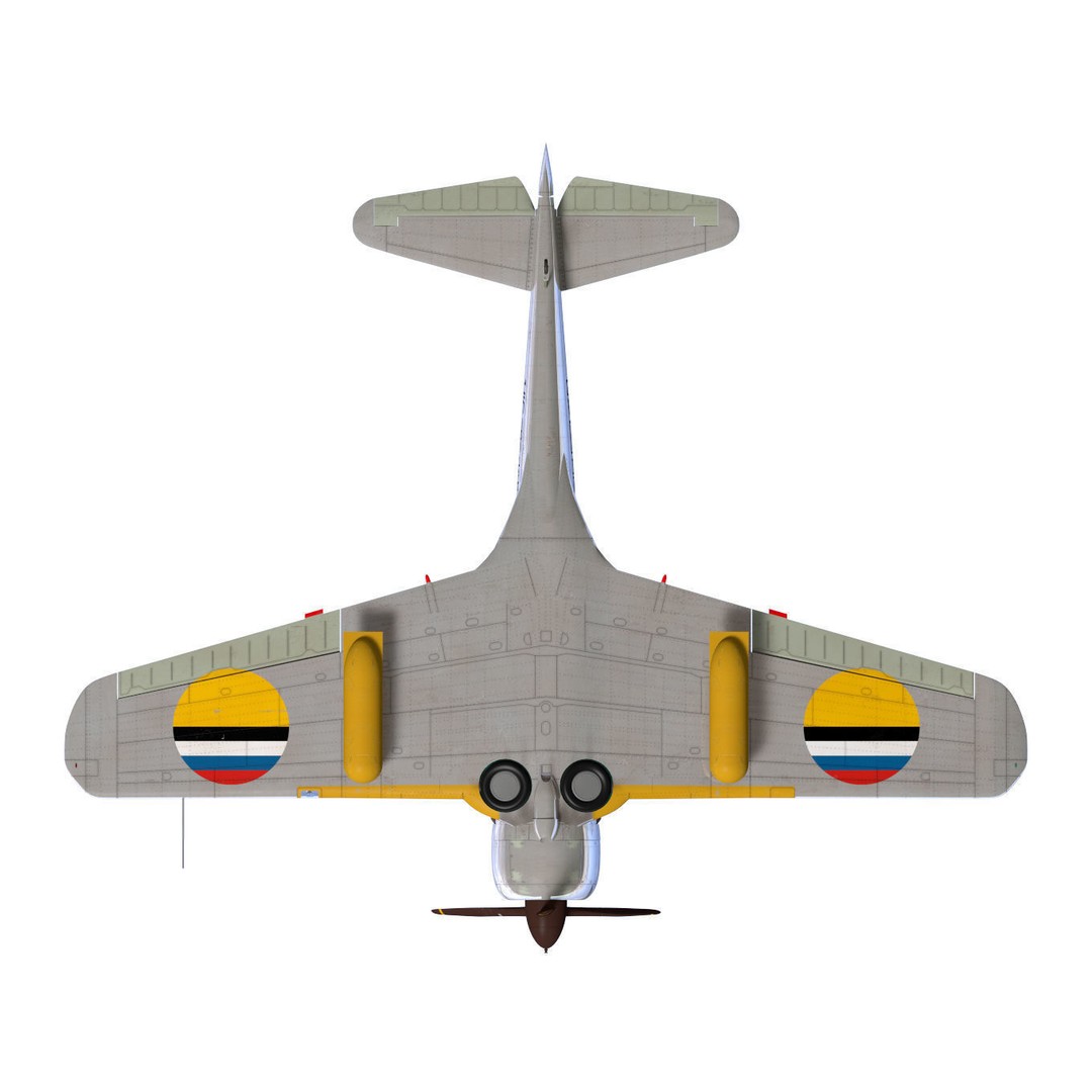 Ki-43 Hayabusa 3D Model – Military Fighter Aircraft, FBX - View 15