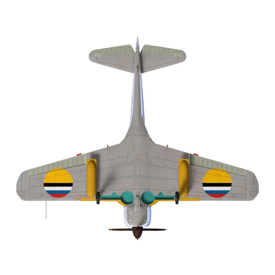 Ki-43 Hayabusa 3D Model – Military Fighter Aircraft, FBX - View 16
