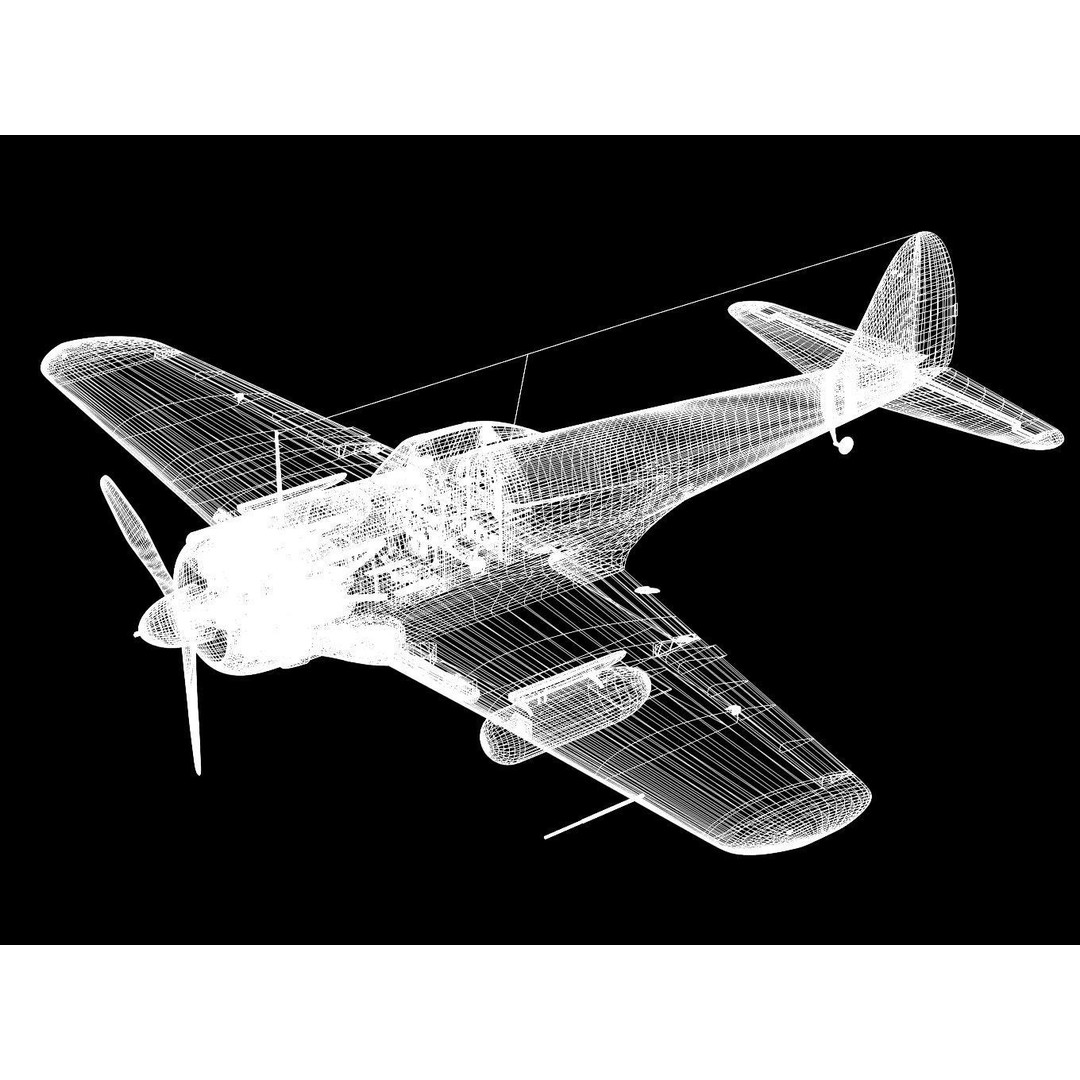Ki-43 Hayabusa 3D Model – Military Fighter Aircraft, FBX - View 17