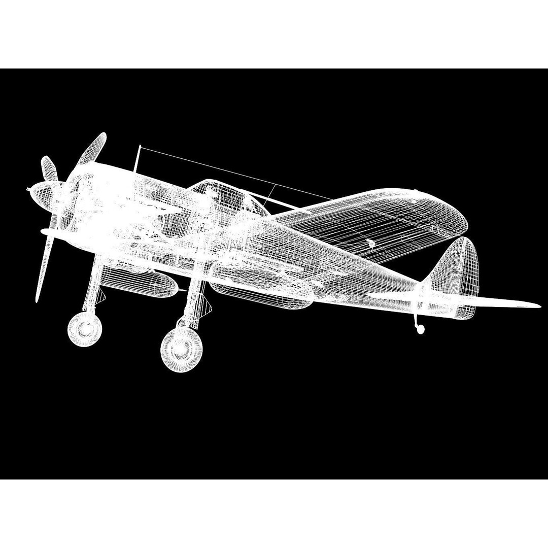 Ki-43 Hayabusa 3D Model – Military Fighter Aircraft, FBX - View 18