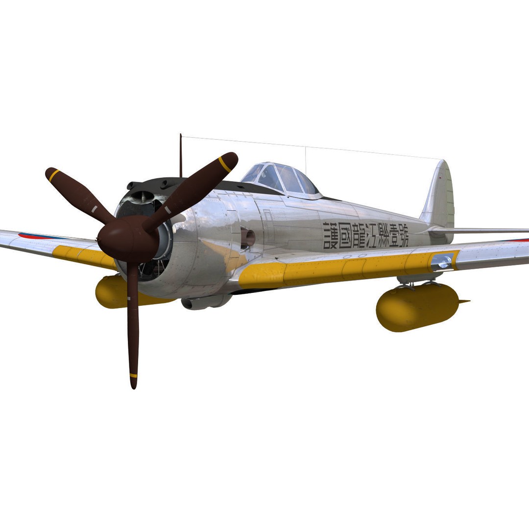 Ki-43 Hayabusa 3D Model – Military Fighter Aircraft, FBX - View 5