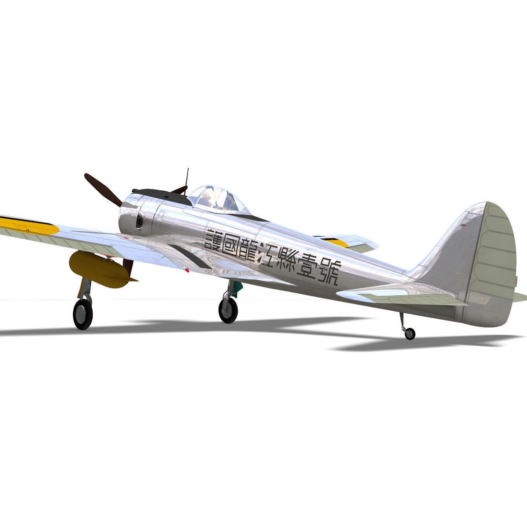 Ki-43 Hayabusa 3D Model – Military Fighter Aircraft, FBX - View 8