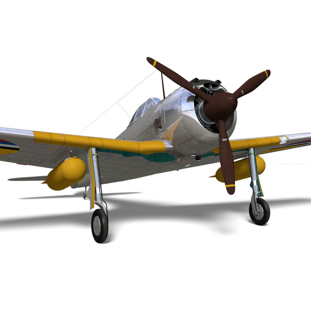 Ki-43 Hayabusa 3D Model – Military Fighter Aircraft, FBX - View 9