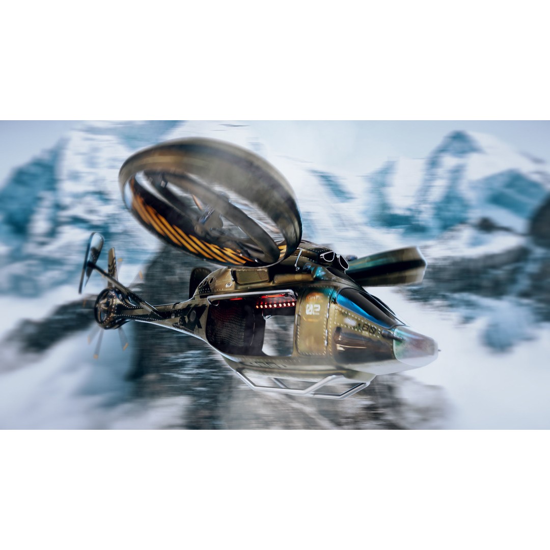 NIVA Sci Fi Helicopter 3D Model – Low Poly Rigged Game Asset, FBX