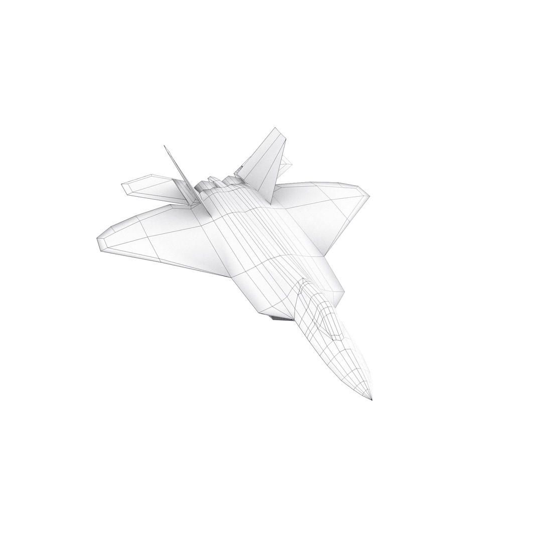 F-22 Raptor 3D Model – Low Poly Military Aircraft, FBX - View 10