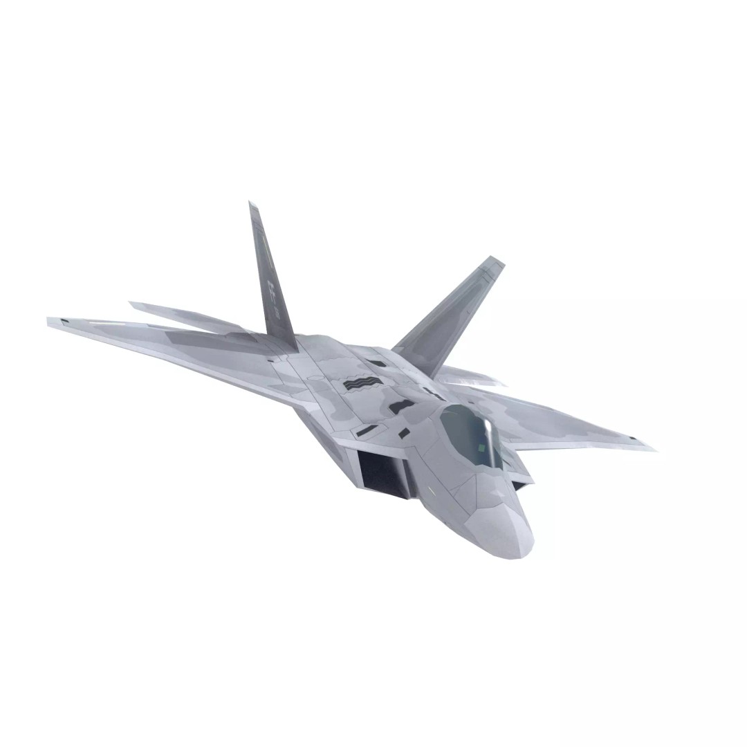 F-22 Raptor 3D Model – Low Poly Military Aircraft, FBX - View 2