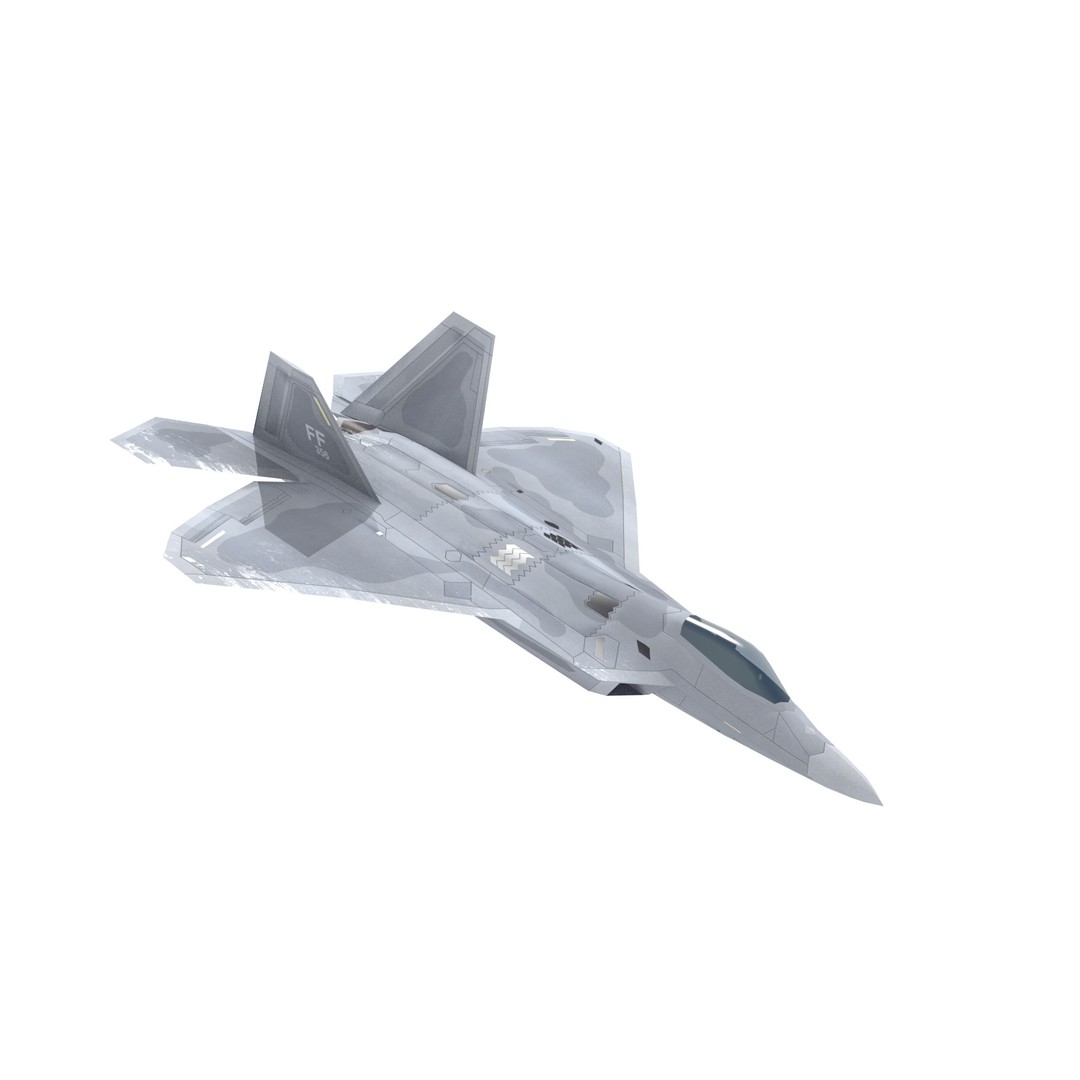 F-22 Raptor 3D Model – Low Poly Military Aircraft, FBX - View 4