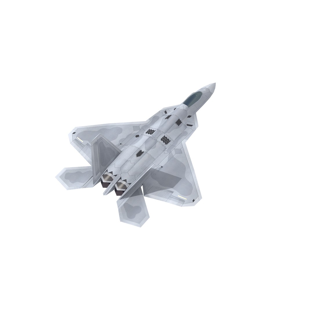 F-22 Raptor 3D Model – Low Poly Military Aircraft, FBX - View 6