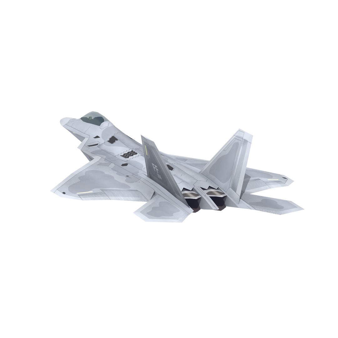F-22 Raptor 3D Model – Low Poly Military Aircraft, FBX - View 7