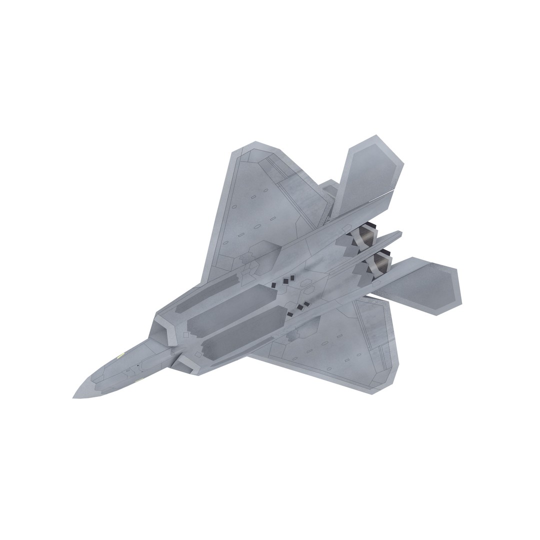 F-22 Raptor 3D Model – Low Poly Military Aircraft, FBX - View 8