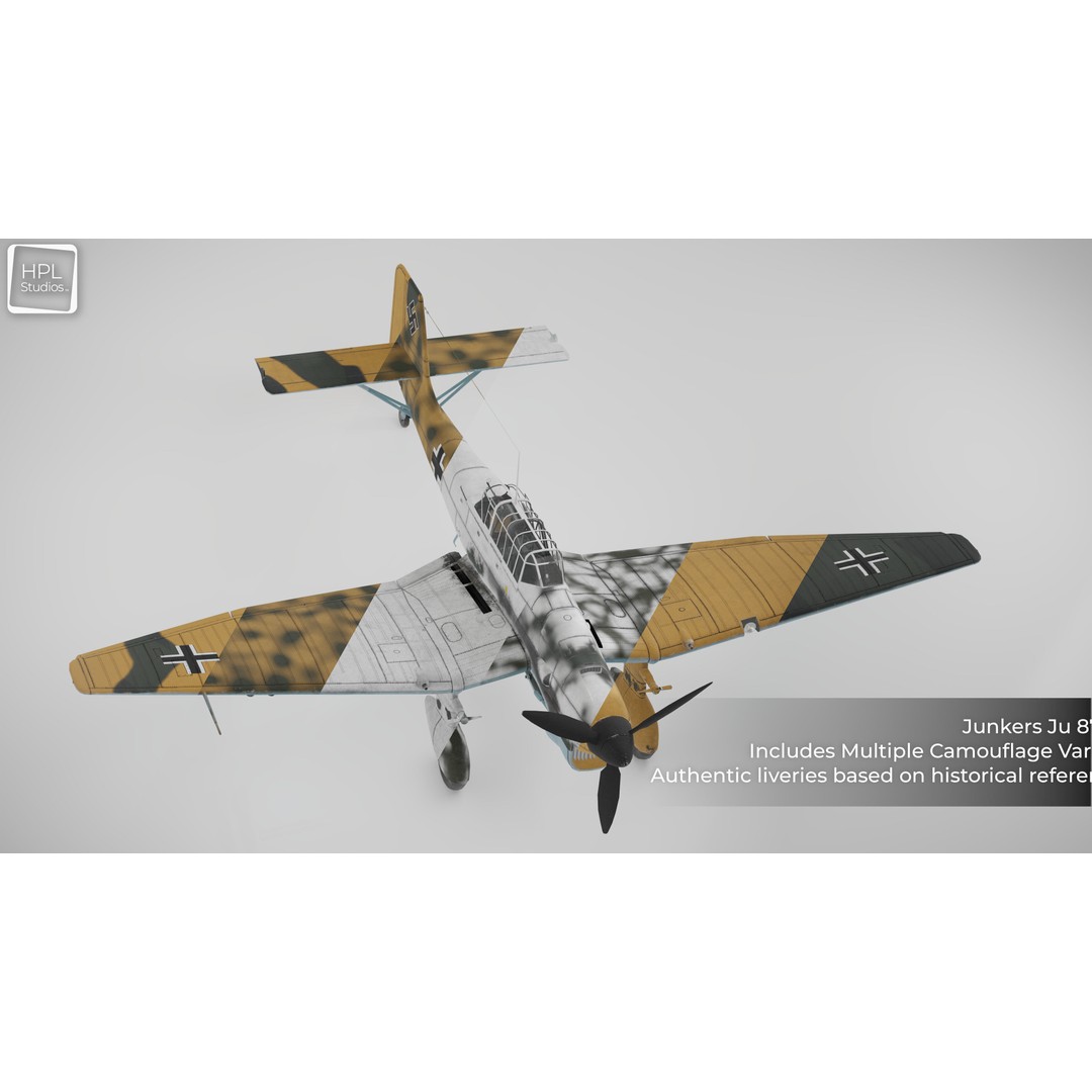 JU 87 B-2 Stuka 3D Model – Low Poly Game Asset, PBR, FBX & OBJ - View 5