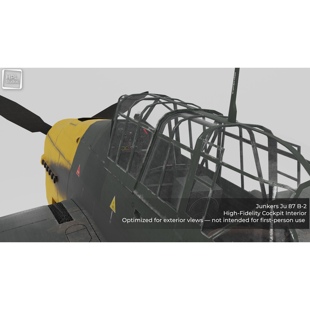 JU 87 B-2 Stuka 3D Model – Low Poly Game Asset, PBR, FBX & OBJ - View 6
