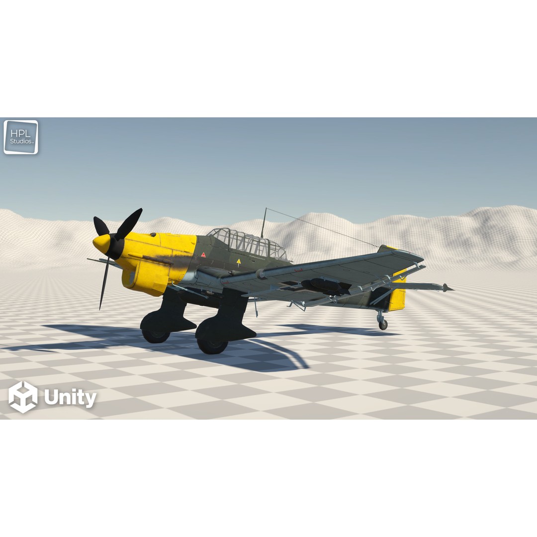 JU 87 B-2 Stuka 3D Model – Low Poly Game Asset, PBR, FBX & OBJ - View 8