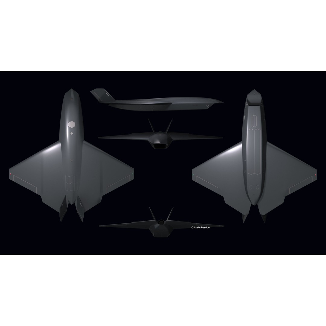 UCAV 3D Model – Medium Polygon Military Aircraft, FBX, OBJ - View 9