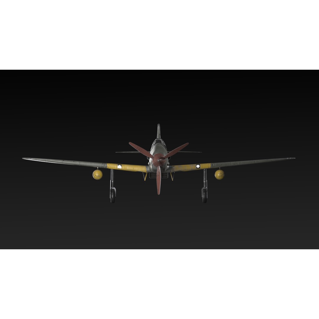 Kawasaki Ki 61 Hien Aircraft 3D Model – Low Poly PBR Game Asset, OBJ - View 10