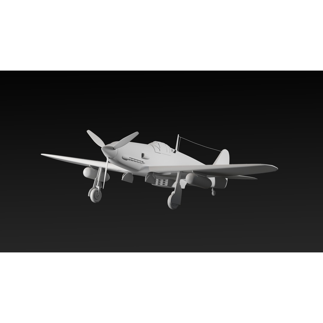 Kawasaki Ki 61 Hien Aircraft 3D Model – Low Poly PBR Game Asset, OBJ - View 5