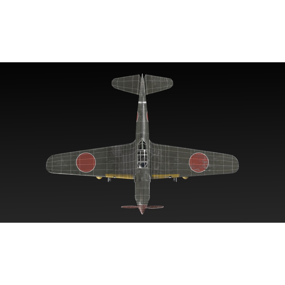 Kawasaki Ki 61 Hien Aircraft 3D Model – Low Poly PBR Game Asset, OBJ - View 9