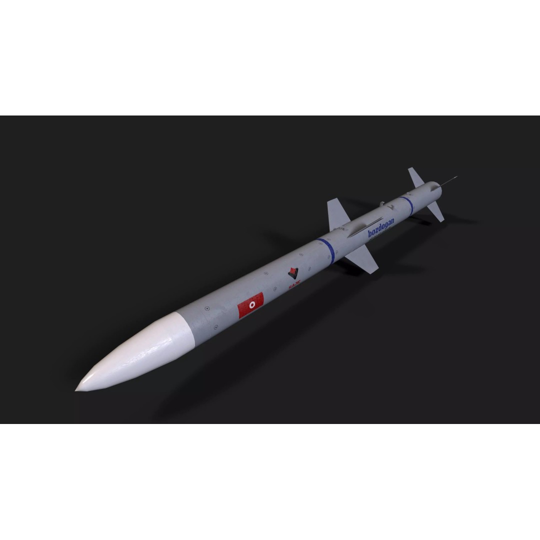 Bozdogan Air to Air Missile 3D Model – Low Poly Game Asset, FBX - View 2