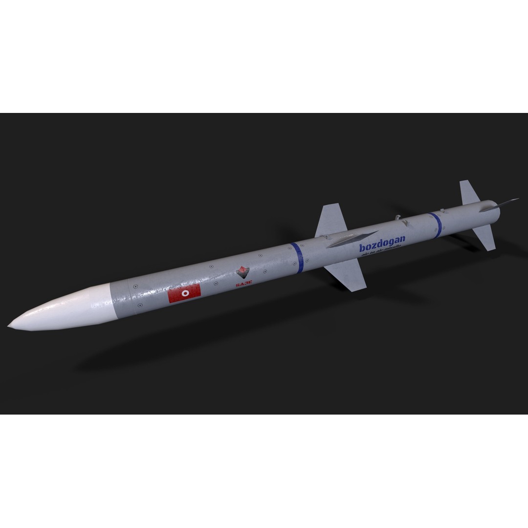 Bozdogan Air to Air Missile 3D Model – Low Poly Game Asset, FBX - View 3