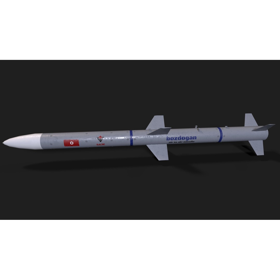 Bozdogan Air to Air Missile 3D Model – Low Poly Game Asset, FBX - View 4
