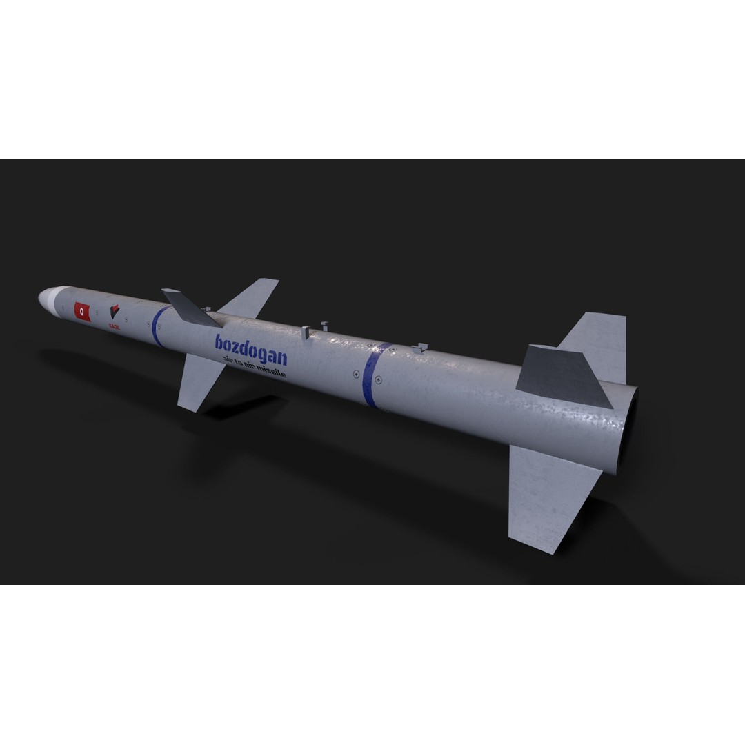 Bozdogan Air to Air Missile 3D Model – Low Poly Game Asset, FBX - View 6
