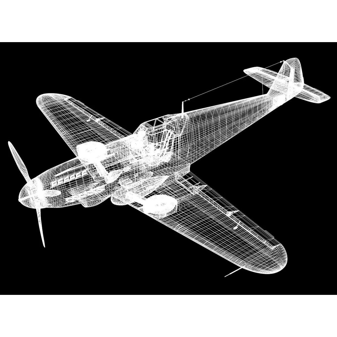 Messerschmitt Bf109 F2 3D Model – High Poly Military Aircraft, FBX - View 16