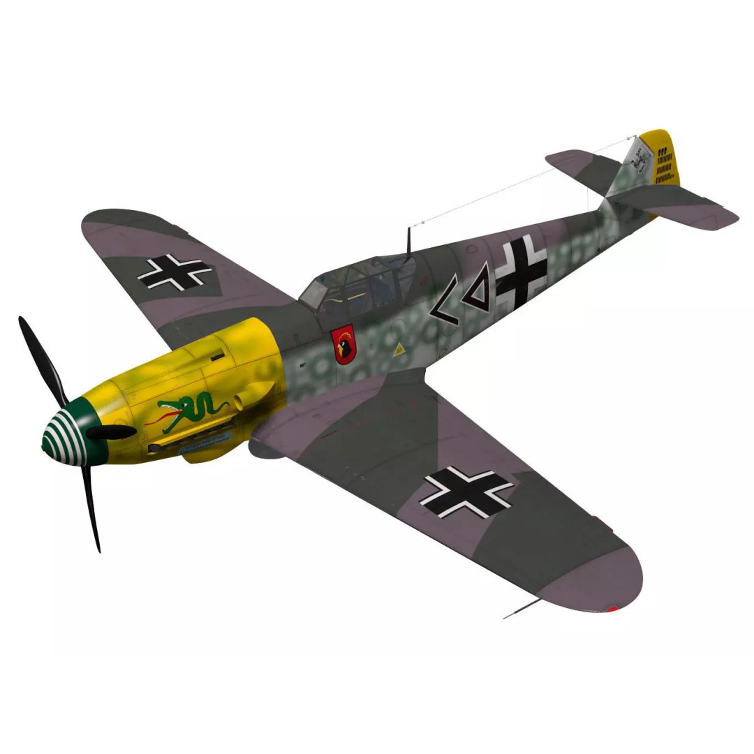Messerschmitt Bf109 F2 3D Model – High Poly Military Aircraft, FBX - View 2