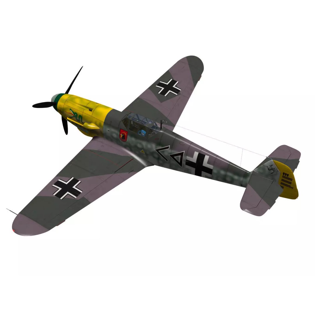Messerschmitt Bf109 F2 3D Model – High Poly Military Aircraft, FBX - View 3