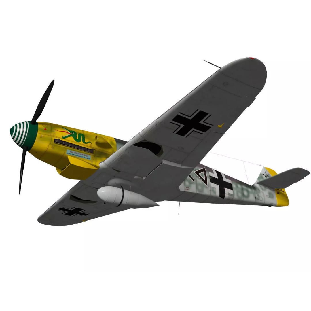 Messerschmitt Bf109 F2 3D Model – High Poly Military Aircraft, FBX - View 5