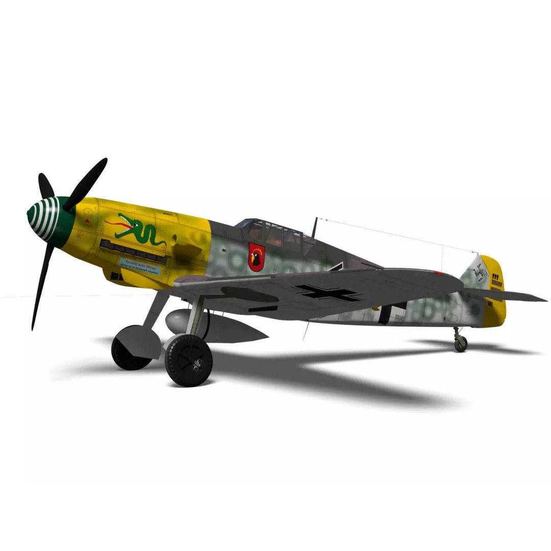 Messerschmitt Bf109 F2 3D Model – High Poly Military Aircraft, FBX - View 6