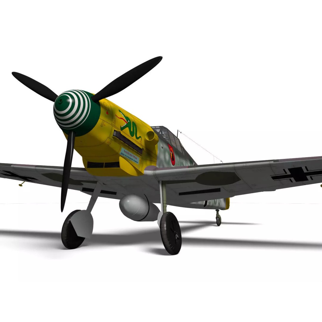 Messerschmitt Bf109 F2 3D Model – High Poly Military Aircraft, FBX - View 8