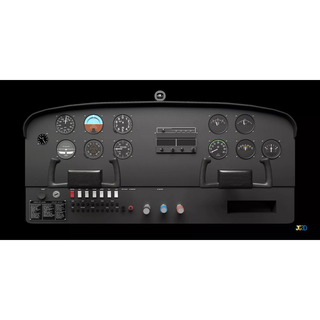 Airplane Instrument Panel 3D Model – Low Poly PBR Flight Asset, FBX - View 2