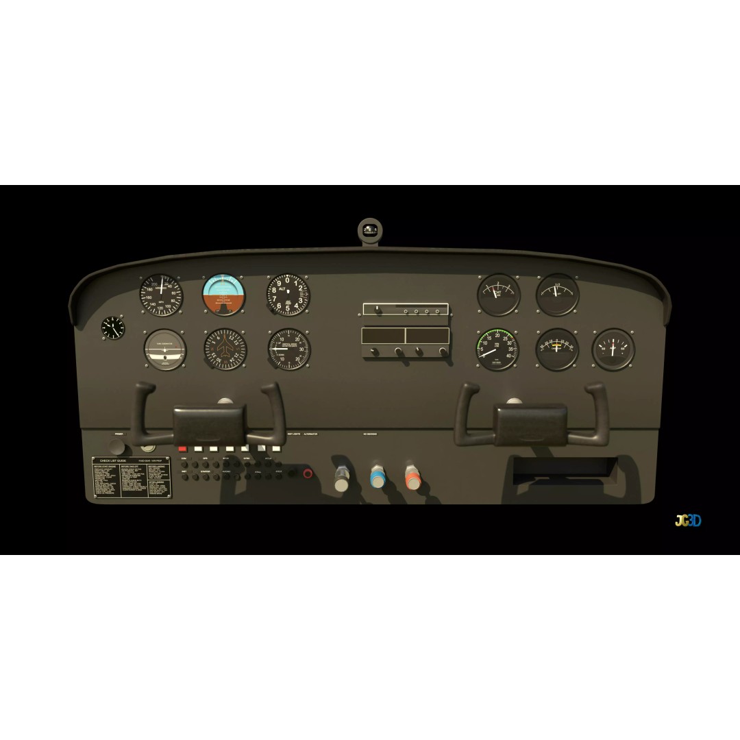 Airplane Instrument Panel 3D Model – Low Poly PBR Flight Asset, FBX - View 3