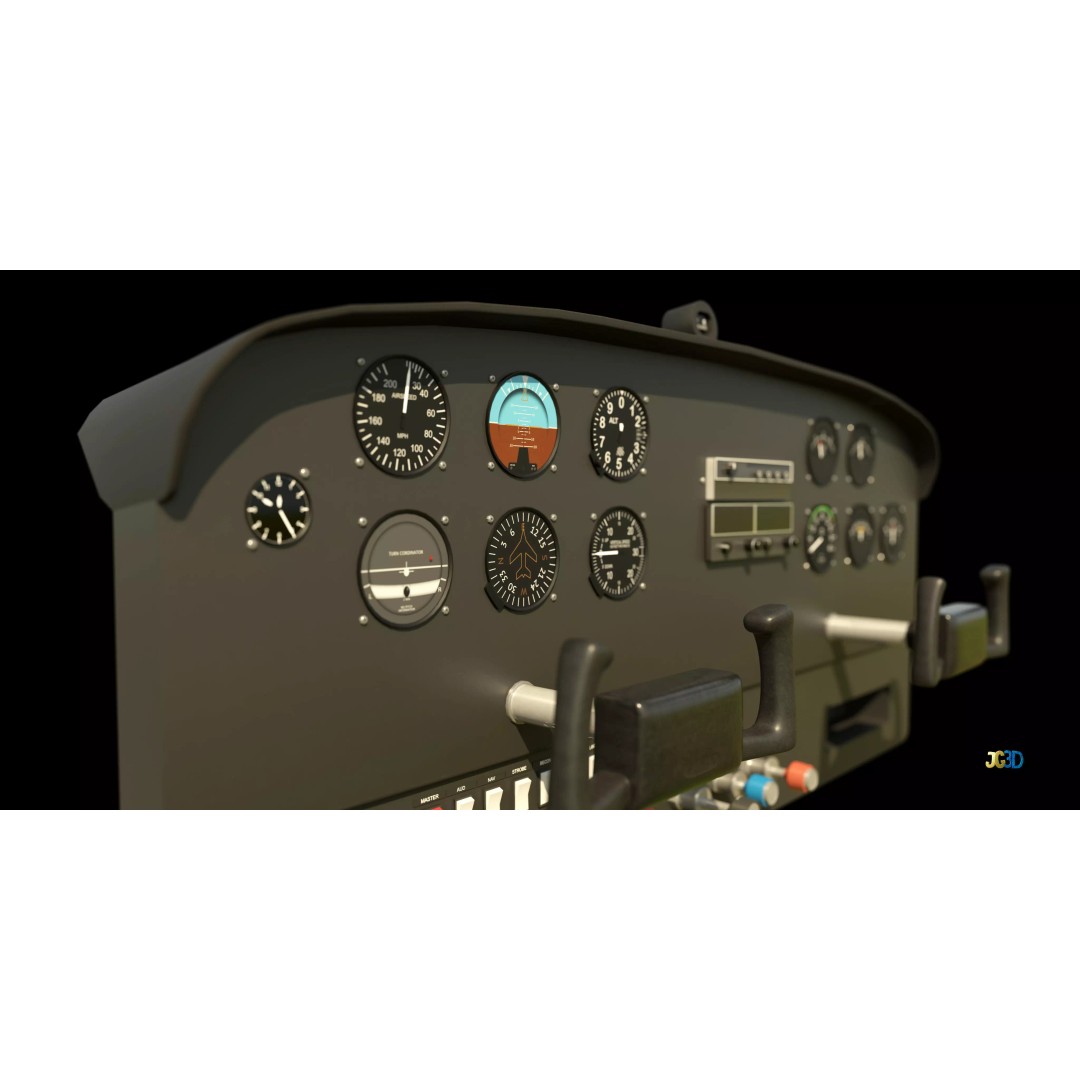 Airplane Instrument Panel 3D Model – Low Poly PBR Flight Asset, FBX - View 4