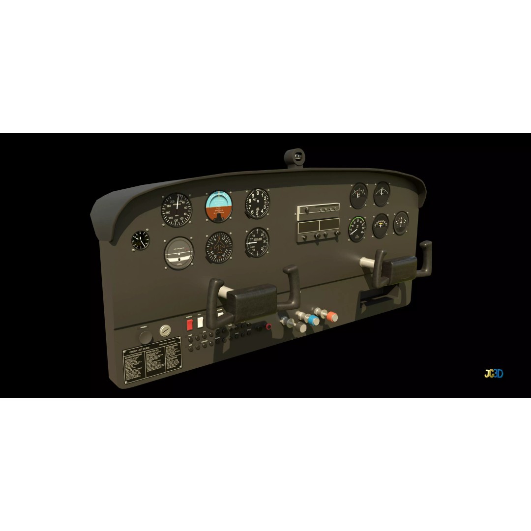 Airplane Instrument Panel 3D Model – Low Poly PBR Flight Asset, FBX - View 5