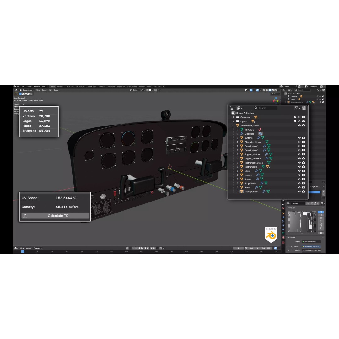 Airplane Instrument Panel 3D Model – Low Poly PBR Flight Asset, FBX - View 8