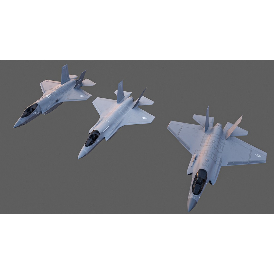 F35A F35B F35C 3D Model – Low Poly Military Aircraft Asset, FBX - View 10