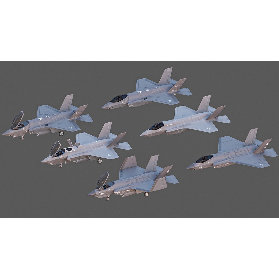F35A F35B F35C 3D Model – Low Poly Military Aircraft Asset, FBX - View 4