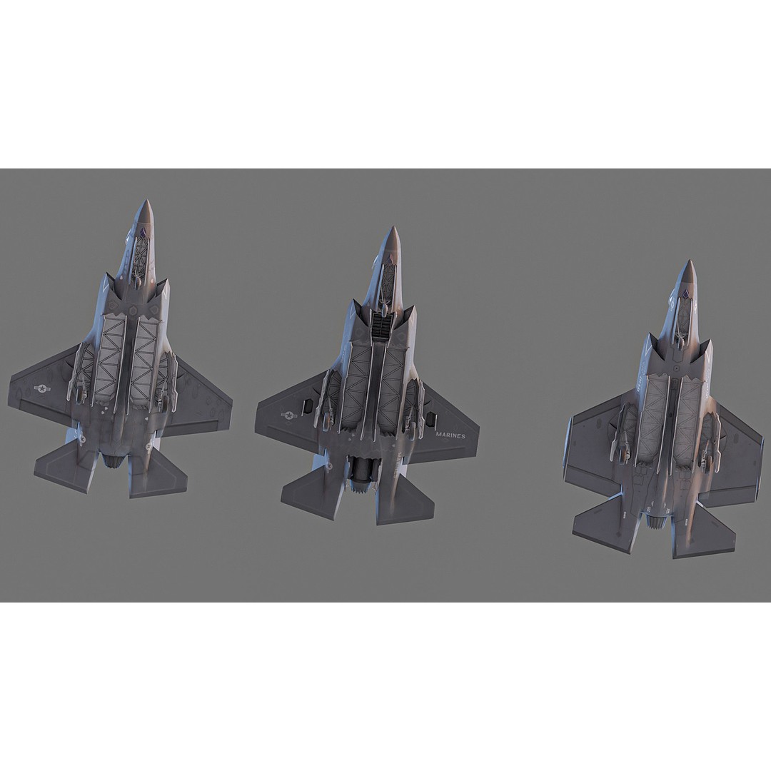 F35A F35B F35C 3D Model – Low Poly Military Aircraft Asset, FBX - View 5