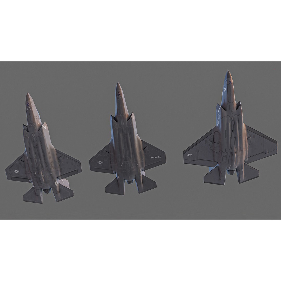 F35A F35B F35C 3D Model – Low Poly Military Aircraft Asset, FBX - View 7