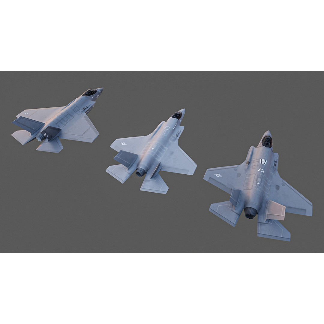 F35A F35B F35C 3D Model – Low Poly Military Aircraft Asset, FBX - View 9