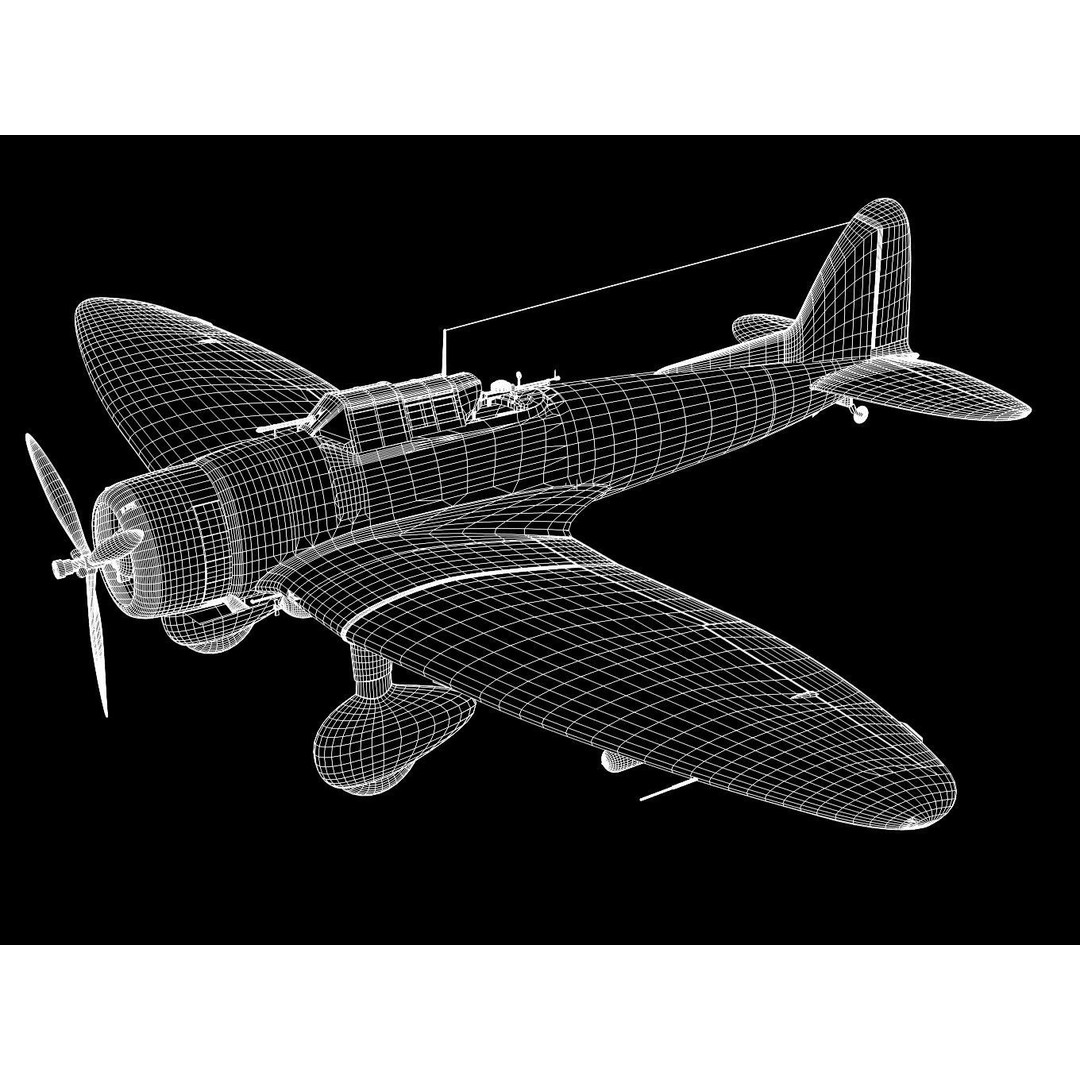 Aichi D3A Type 99 Bomber Val 3D Model – High Poly Aircraft Asset, FBX - View 12