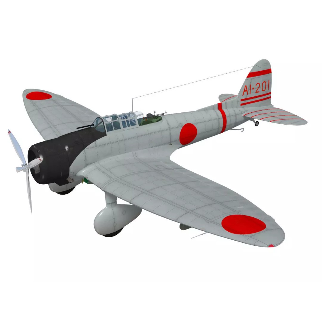 Aichi D3A Type 99 Bomber Val 3D Model – High Poly Aircraft Asset, FBX - View 2