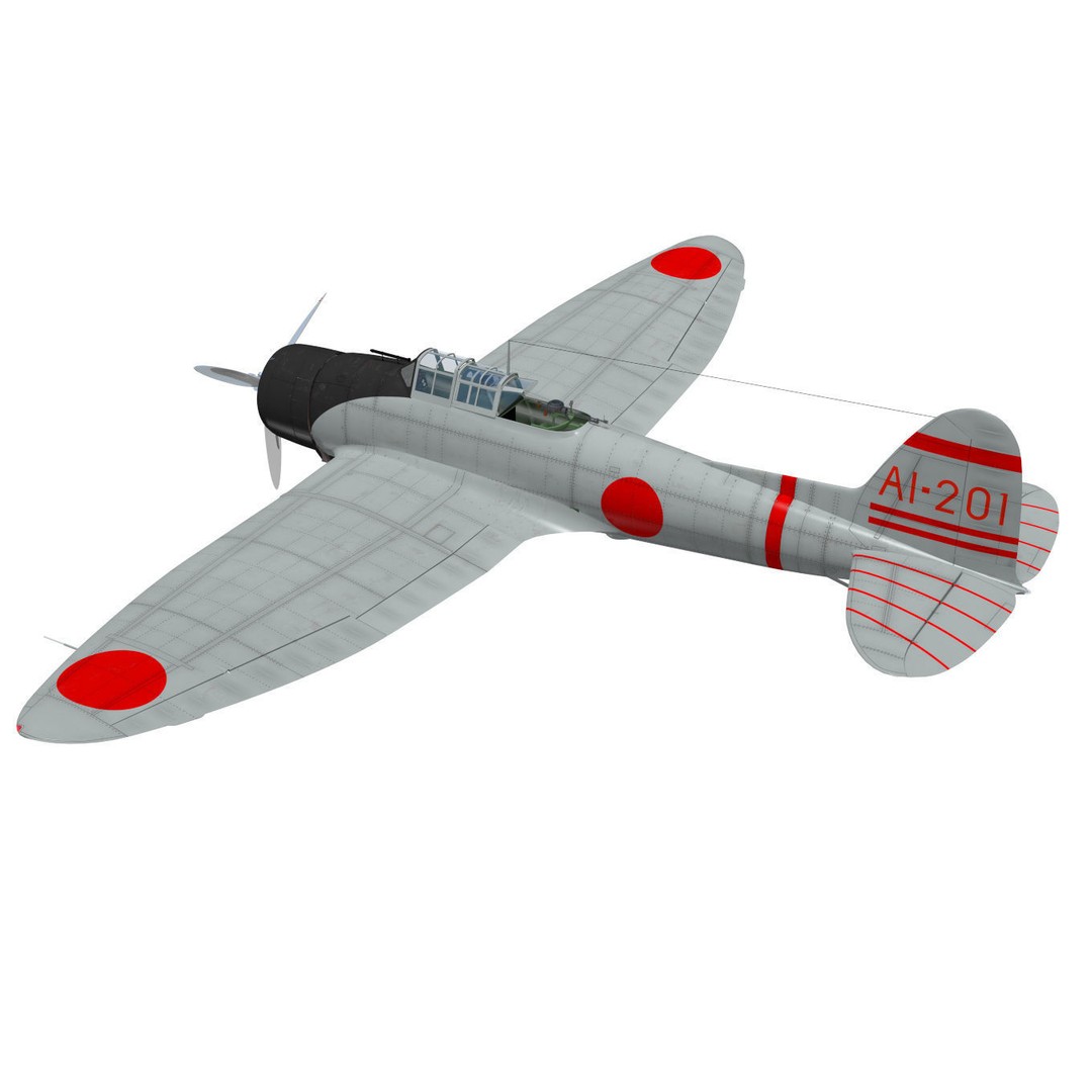 Aichi D3A Type 99 Bomber Val 3D Model – High Poly Aircraft Asset, FBX - View 3