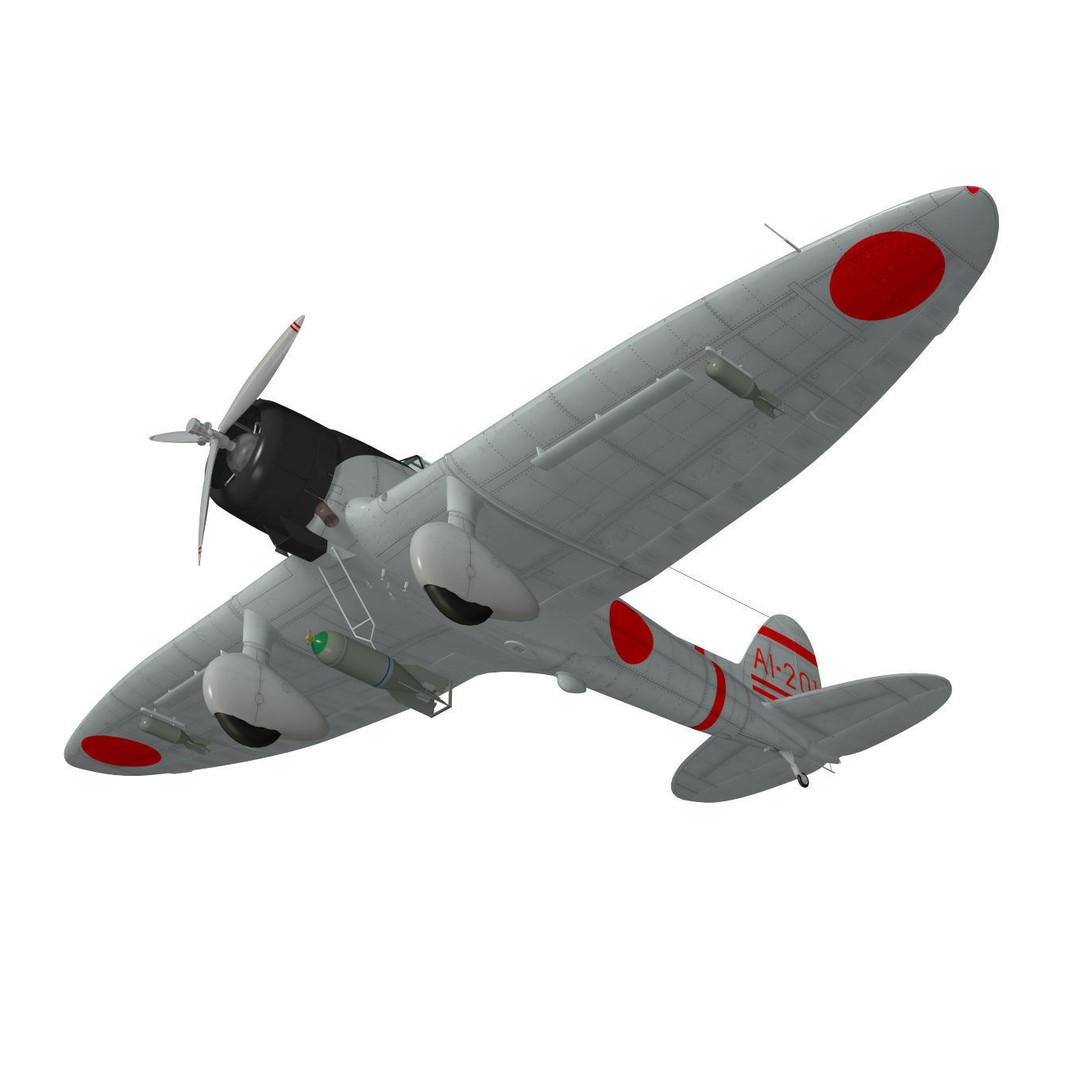 Aichi D3A Type 99 Bomber Val 3D Model – High Poly Aircraft Asset, FBX - View 7