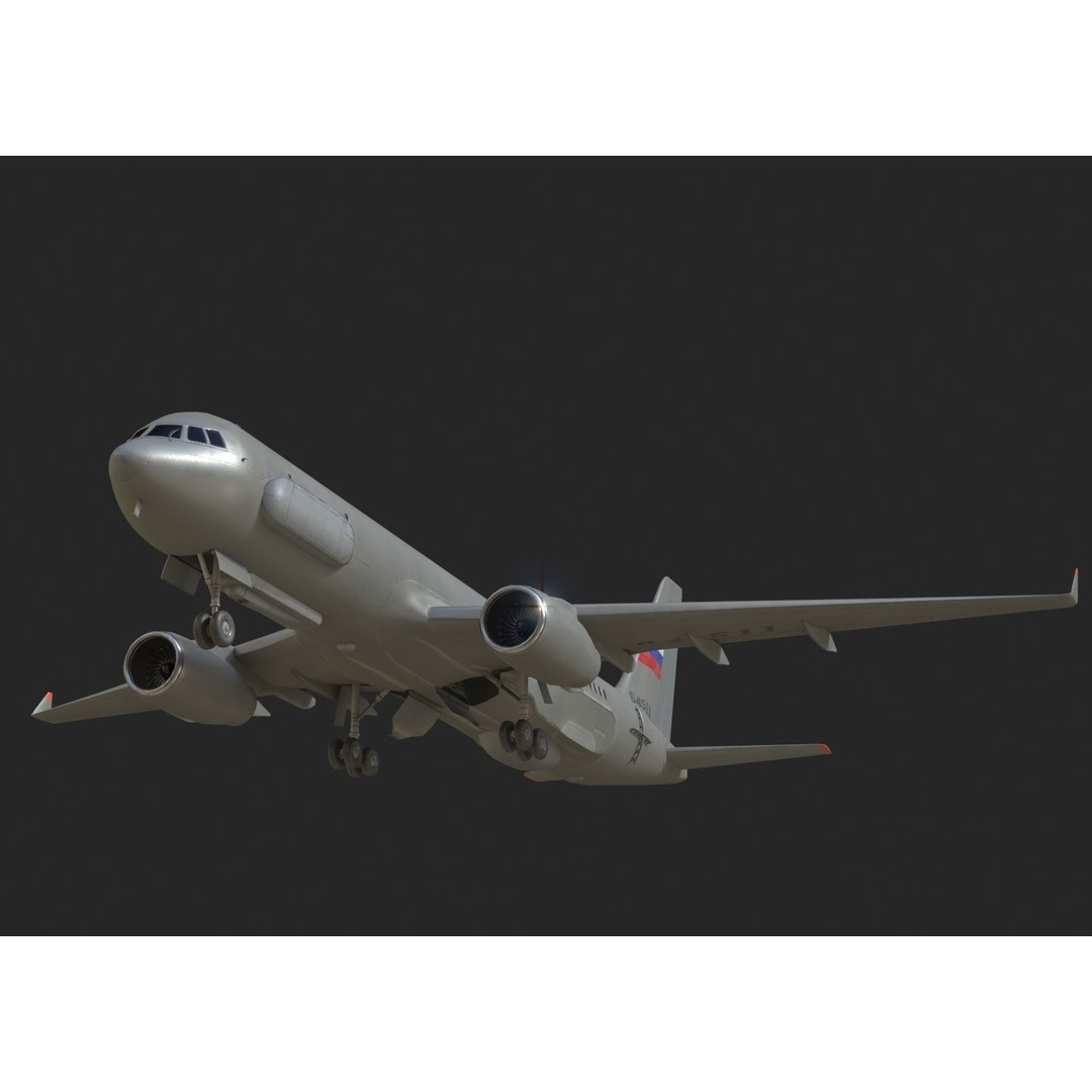 Tu-214R Reconnaissance Aircraft 3D Model – Low Poly PBR Game Asset, FBX - View 3