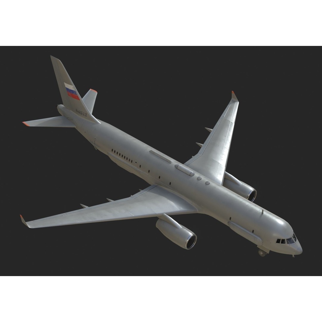 Tu-214R Reconnaissance Aircraft 3D Model – Low Poly PBR Game Asset, FBX - View 4